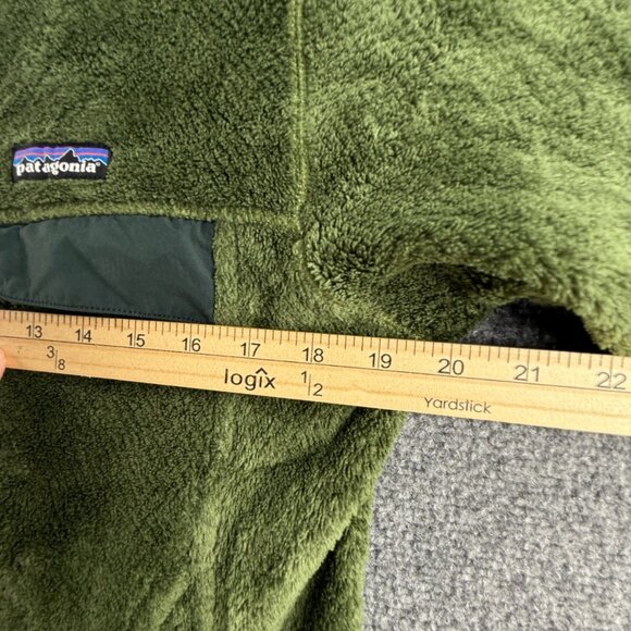 Patagonia Fleece Jacket Women Pullover Snap Green Soft Pocket Fuzzy Medium Logo - Picture 9 of 16
